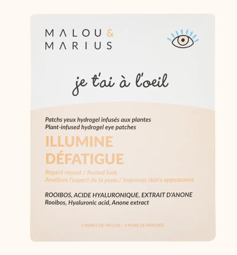 Patch Yeux en fibres 100% naturelles Illumine et Défatiguant Malou et Marius Sachet de 3 paires
