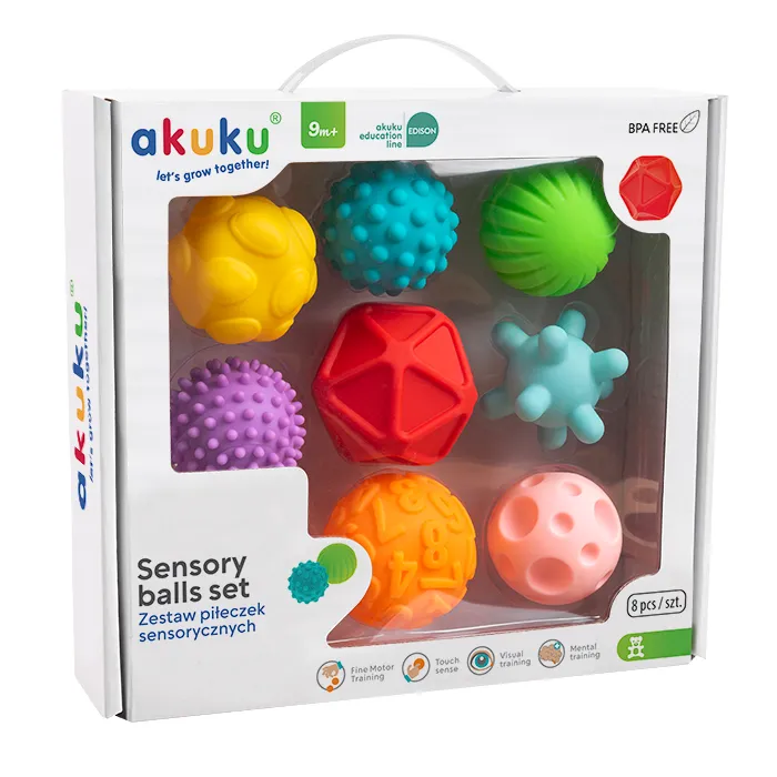 Lot de 8 Balles Sensorielles pour Bébé AKUKU