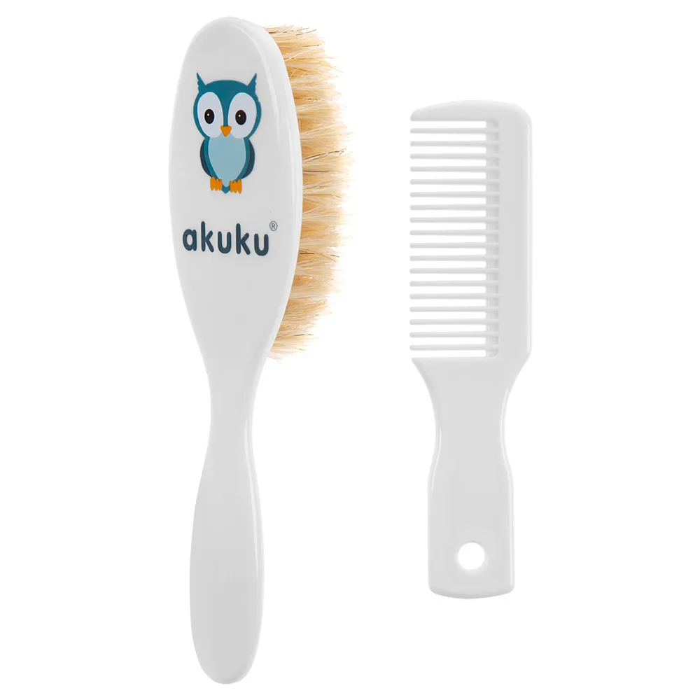 Brosse pour Cheveux Spécial Bébé + Peigne AKUKU (Blanc)