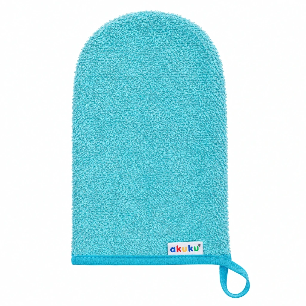 Gants de Toilette Lavables 100% Coton AKUKU Lot de 6 (Bleu)