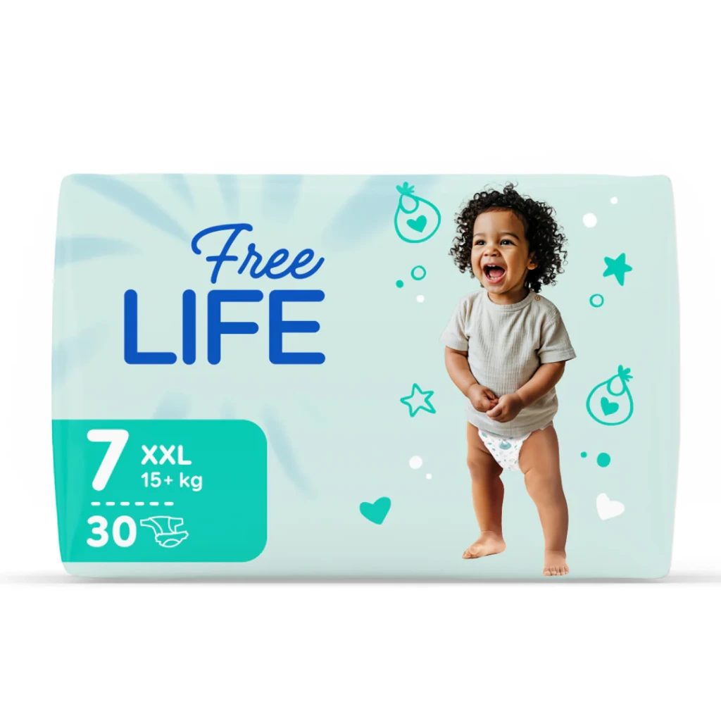 Couche Bébé Freelife 360° N°7 XXL 15+kg Sachet de 30 couches